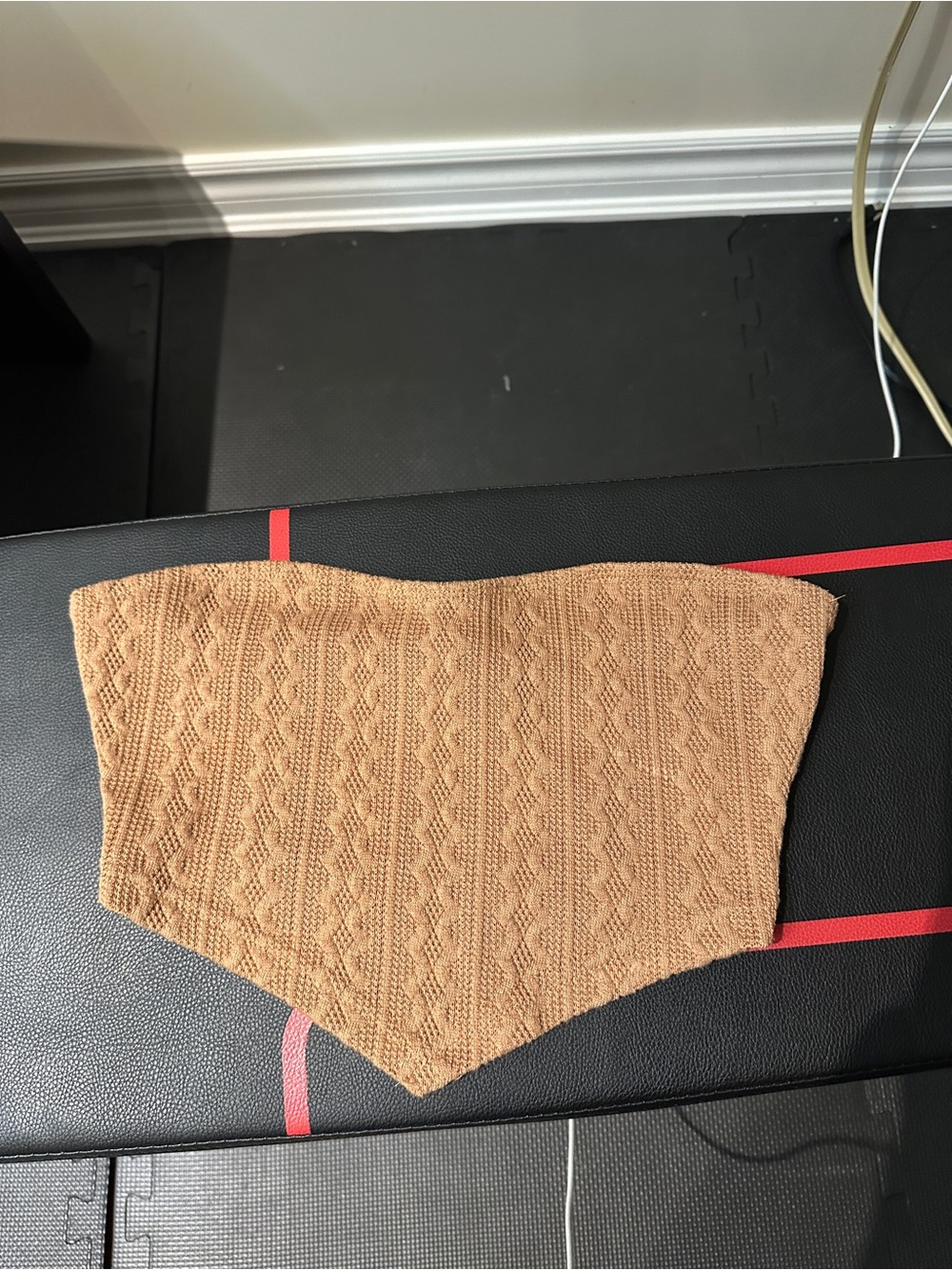 Knit Camel Brown Strapless Bandeau Top